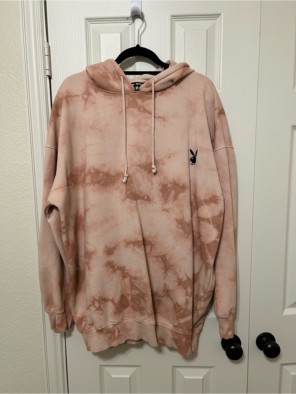 Playboy x Missguided Pink Tie-Dye Long Sleeve Hoodie dress size M athleisure